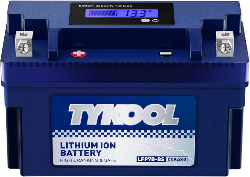 TYKOOL YT7B-BS, 240 CCA, 3X Cranking Amps,5X Life, High Performance Lithium LiFePO4 Motorcycle Battery,12V 4Ah,Fits for ATV,Fits for Ducati 1198cc,BRP (CAN-AM) 450cc ATV,Yamaha 125cc,150cc Scooter - Image 1